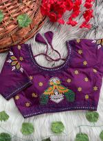 Cotton Purple Festival Wear Mirror Work Readymade Blouse